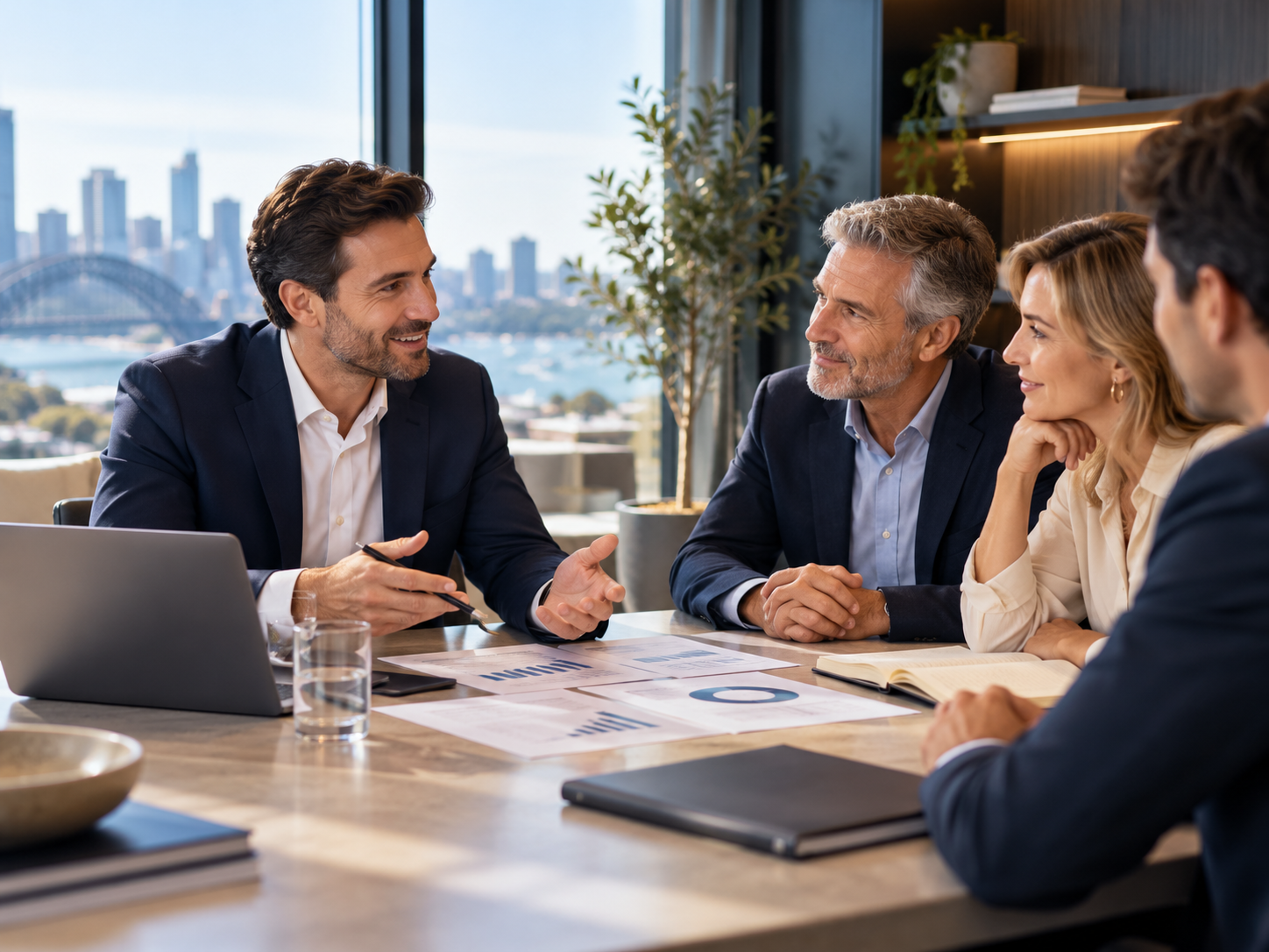 Clients in advisory meeting
